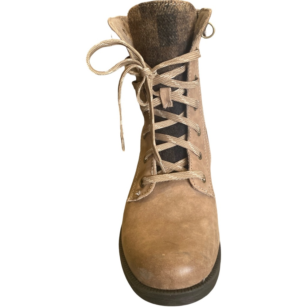 Earth Origins Rowan Combat Boots Taupe 8.5W Wide Leather Side Zip Comfort Hiking - Picture 9 of 11